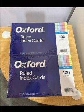2 Count of Oxford Colorful Ruled Index Cards